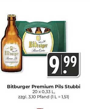Bitburger Premium Pils Stubbi 20 x 0,33 L