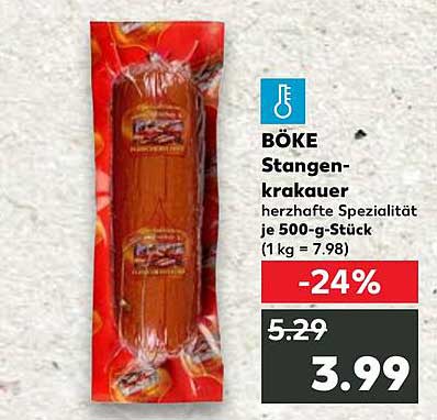 BÖKE Stangenkrakauer herzhaft Spezialität je 500-g-Stück