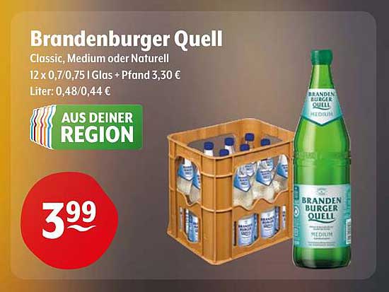 Brandenburger Quell Classic, Medium oder Naturell - 12 x 0,75 l für nur 3,99 €