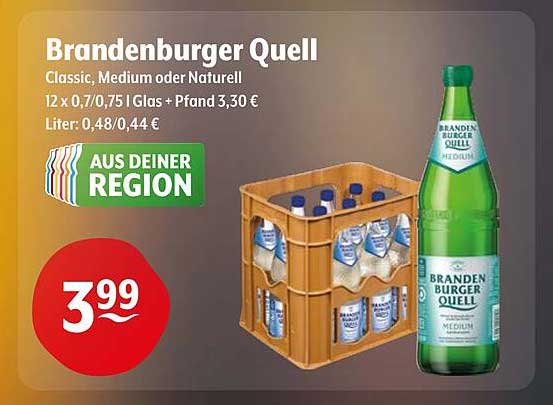 Brandenburger Quell Classic, Medium oder Naturell 12 x 0,75 l