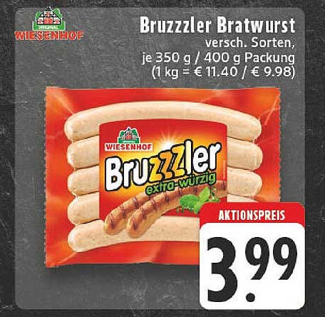 Bruzzzler Bratwurst versch. Sorten, je 350 g / 400 g Packung