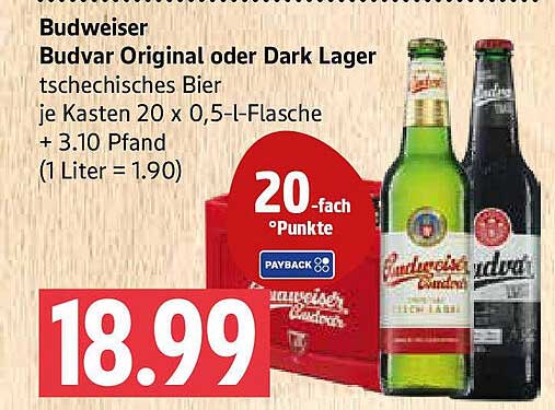 Budweiser Budvar Original oder Dark Lager – tschechisches Bier im Kasten