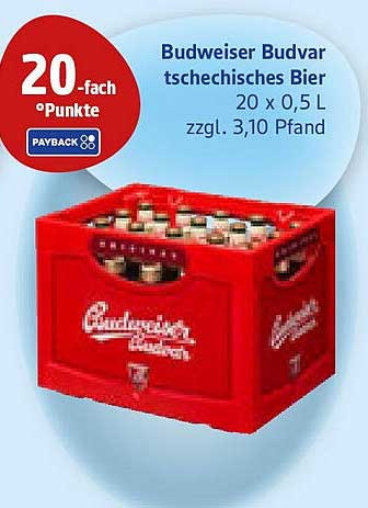 Budweiser Budvar tschechisches Bier 20 x 0,5 L zzgl. 3,10 Pfand