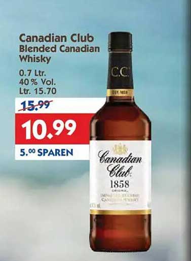 Canadian Club Blended Canadian Whisky 0.7 Ltr. (40 % Vol.)
