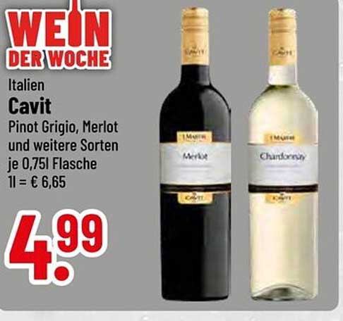 Cavit Wein der Woche – Pinot Grigio, Merlot und andere Sorten je 0,75l Flasche