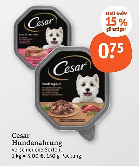 Cesar Hundenahrung verschiedene Sorten