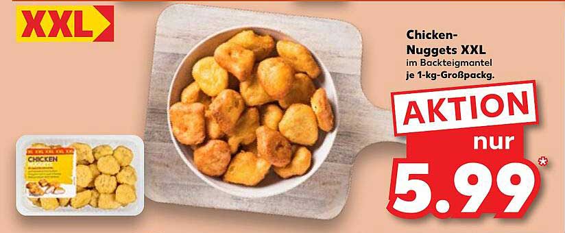 Chicken-Nuggets XXL im Backteigmantel je 1-kg-Großpack