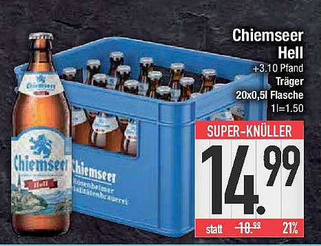 Chiemseer Hell – 20x0,5l Kästen für nur 14,99 €