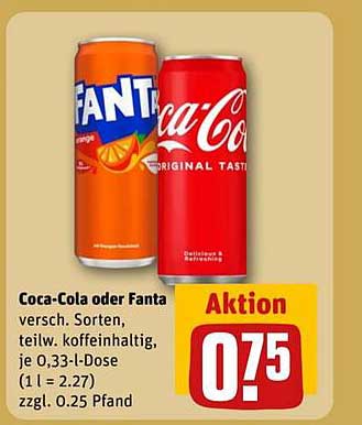 Coca-Cola oder Fanta 0,33 l Dose - Aktionspreis