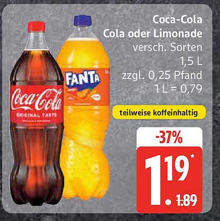 Coca-Cola oder Fanta, 1,5 L - jetzt zum Sonderpreis!