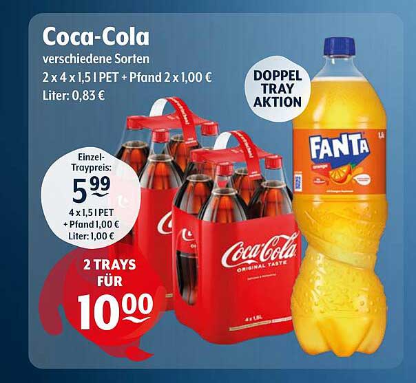 Coca-Cola verschiedene Sorten 2 x 4 x 1,5 l PET + Pfand 2 x 1,00 €