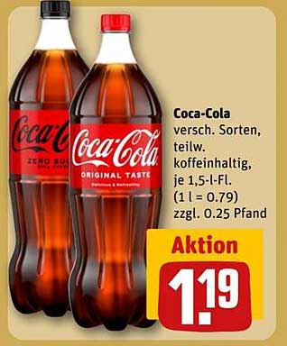 Coca-Cola verschiedene Sorten, teilw. koffeinhaltig, je 1,5-L-Fl.