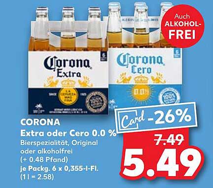CORONA Extra oder Cero 0.0 % - Bierspezialität, Original oder alkoholfrei