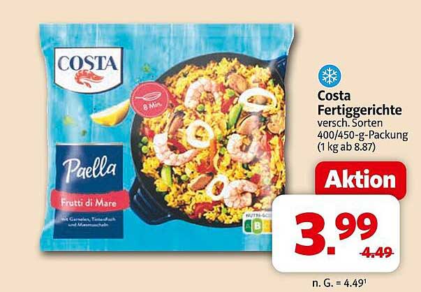 Costa Fertiggerichte – Paella Frutti di Mare 400/450-g-Packung