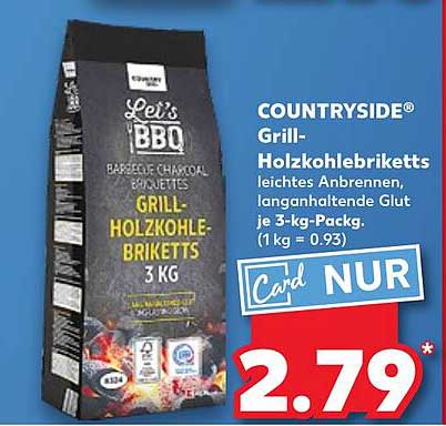 COUNTRYSIDE® Grill-Holzkohlebriketts 3 kg