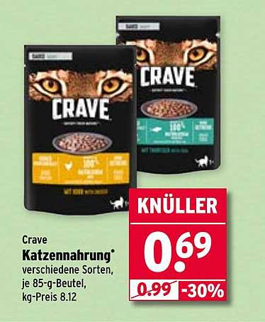Crave Katzennahrung – verschiedene Sorten, je 85-g-Beutel