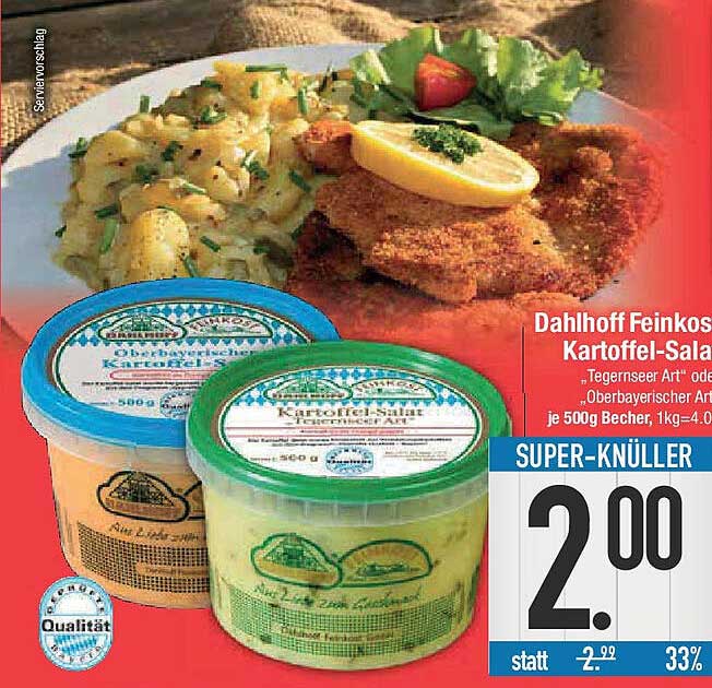 Dahlhoff Feinkost Kartoffelsalat "Tegernseer Art" oder "Oberbayerischer Art" je 500g Becher