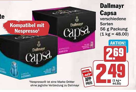 Dallmayr Capsa verschiedene Sorten 56 g Packung