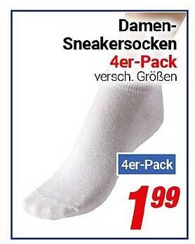 Damen-Sneakersocken 4er-Pack verschiedenen Größen