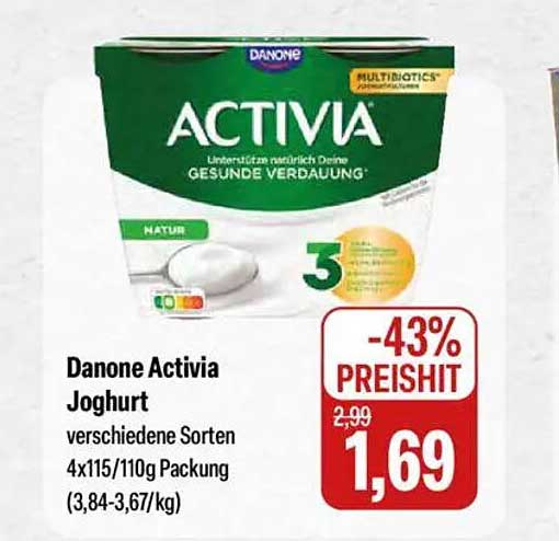 Danone Activia Joghurt verschiedene Sorten 4x115/110g Packung