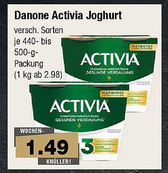Danone Activia Joghurts - Verschiedene Sorten je 440- bis 500-g-Packung