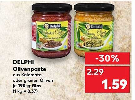 DELPHI Olivenpaste aus Kalamata- oder grünen Oliven je 190-g-Glas
