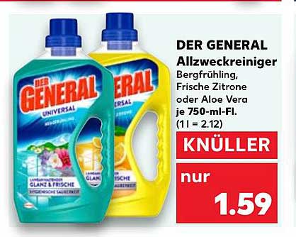 DER GENERAL Allzweckreiniger Bergfrühling, Frische Zitrone oder Aloe Vera je 750-ml-Fl.