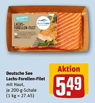 Deutsche See Lachs-Forellen-Filet mit Haut, je 200-g-Schale (1 kg = 27,45)