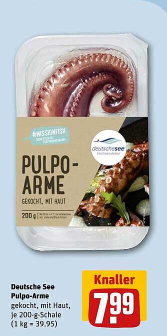 Deutsche See Pulpo-Arme, gekocht, mit Haut, je 200-g-Schale