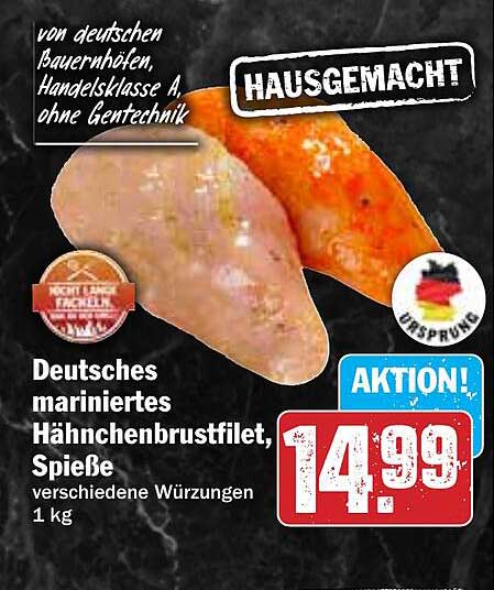 Deutsches mariniertes Hähnchenbrustfilet, Spieße - verschiedene Würzungen 1 kg