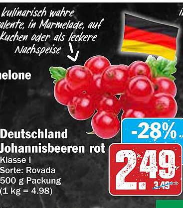 Deutschland Johannisbeeren rot - Klasse I - 500 g Packung