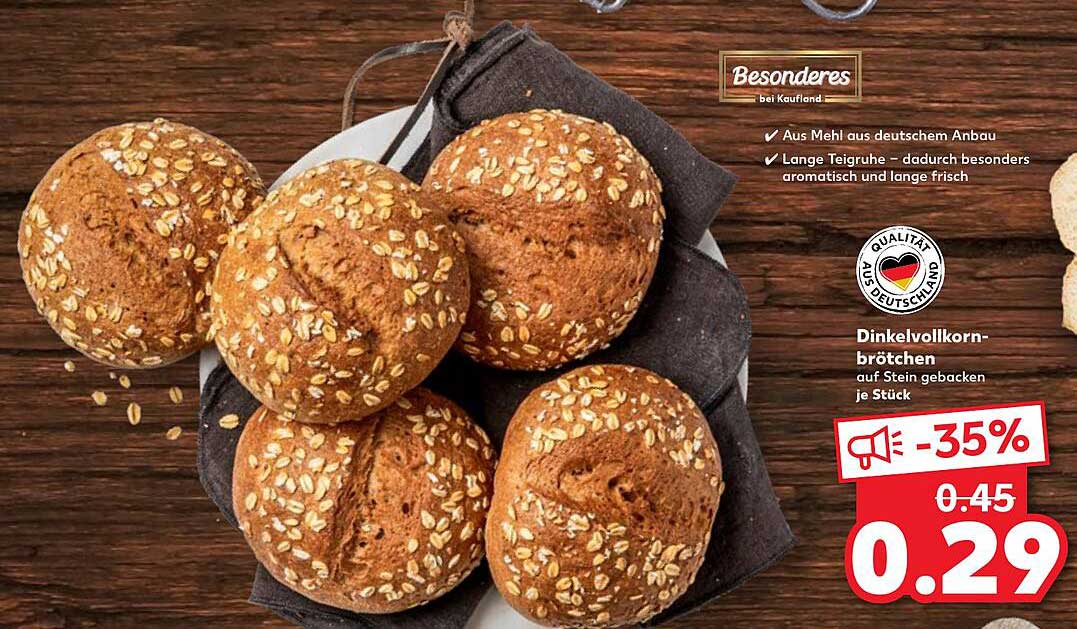 Dinkelvollkornbrötchen auf Stein gebacken je Stück