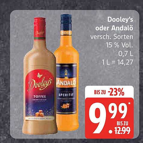 Dooley's oder Andalo (verschiedene Sorten) 0,7 L