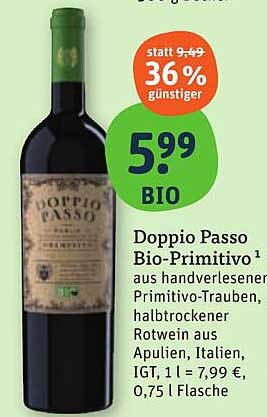 Doppio Passo Bio-Primitivo – Halbtrockener Rotwein aus Apulien