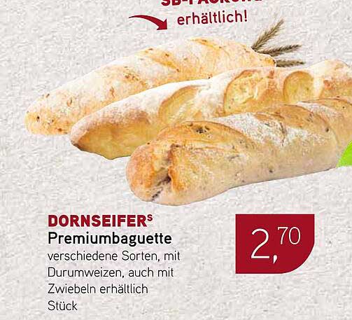 DORNSEIFER® Premiumbaguette verschiedene Sorten, mit Durumweizen, auch mit Zwiebeln erhältlich Stück