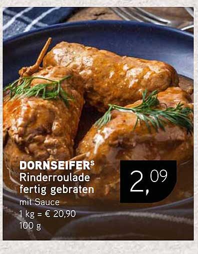 DORNSEIFERS Rinderroulade fertig gebraten mit Sauce