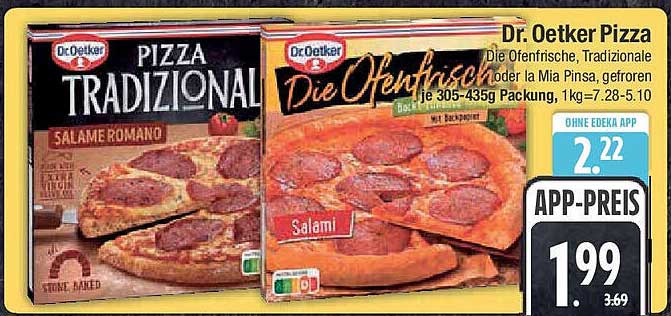 Dr. Oetker Pizza Tradizionale oder Die Ofenfrische, gefroren je 305-435g Packung