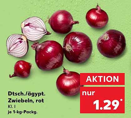 Dt.ägypt. Zwiebeln, rot Kl. I je 1-kg-Pack.