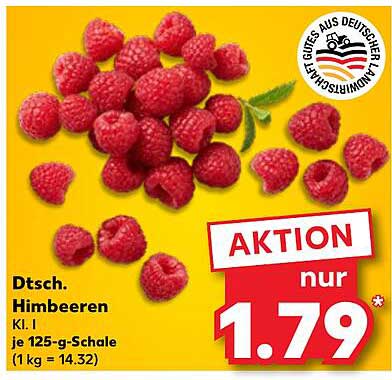 Dtsch. Himbeeren Kl. I je 125-g-Schale