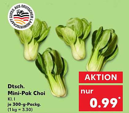 Dtsch. Mini-Pak Choi Kl. I je 300-g-Pack.