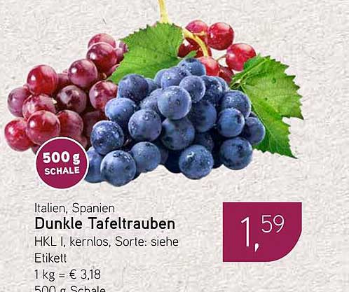 Dunkle Tafeltrauben 500 g Schale