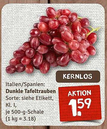 Dunkle Tafeltrauben, kernlos, 500 g - Aktion 1,59