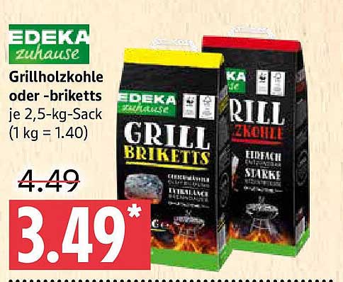 EDEKA Grillholzkohle oder -briketts je 2,5-kg-Sack