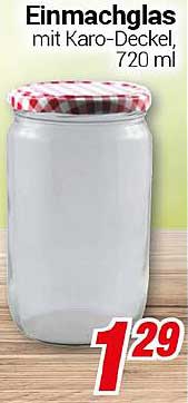 Einmachglas mit Karo-Deckel, 720 ml