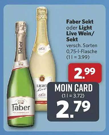 Faber Sekt oder Light Live Wein/Sekt, verschiedene Sorten, 0,75-l-Flasche