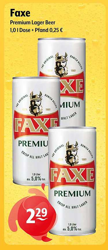 Faxe Premium Lager Beer 1,0 l Dose + Pfand