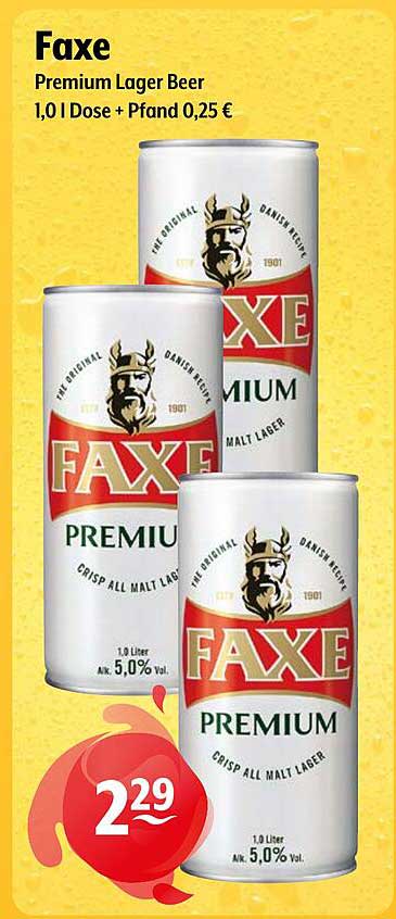Faxe Premium Lager Bier 1,0 l Dose + Pfand 0,25 €