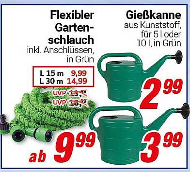 Flexibler Gartenschlauch inkl. Anschlüssen, in Grün