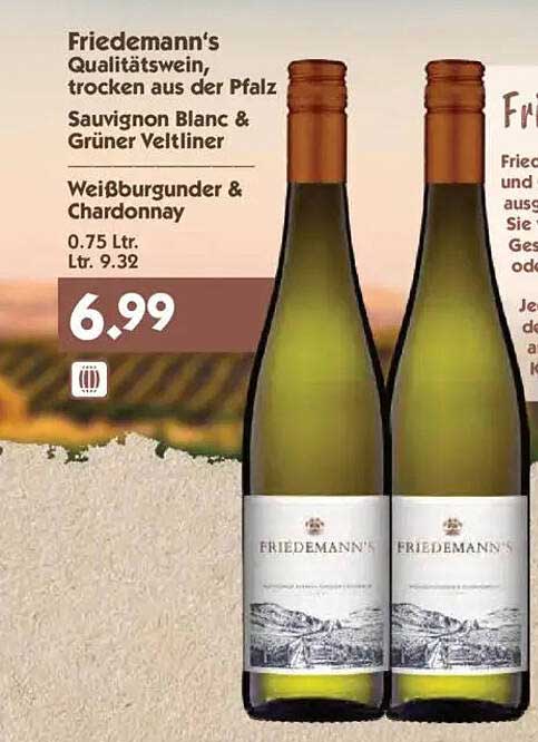 Friedemann's Qualitätswein, trocken aus der Pfalz - Sauvignon Blanc & Grüner Veltliner