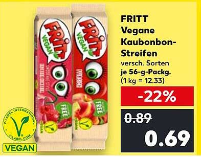 FRITT Vegane Kaubonbon-Streifen 56-g-Packung